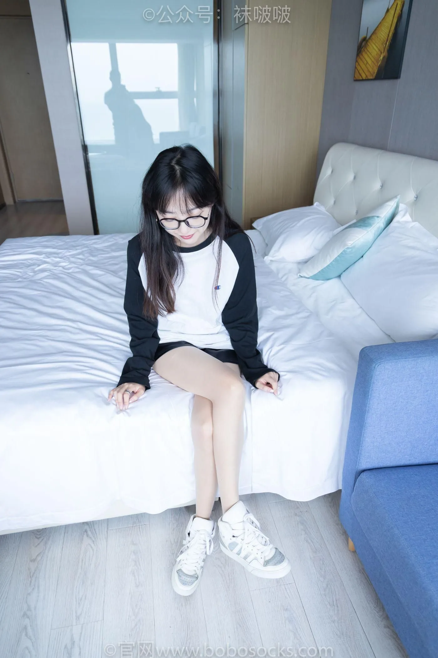 [BoBoSocks袜啵啵]NO.015 稚予-阿迪板鞋、白色短棉袜、肉丝 [135P]插图5